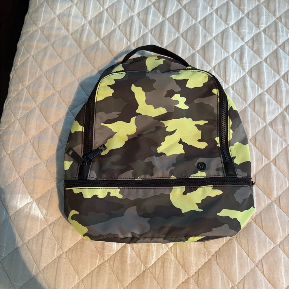 Camouflage Backpack with Neon Accents